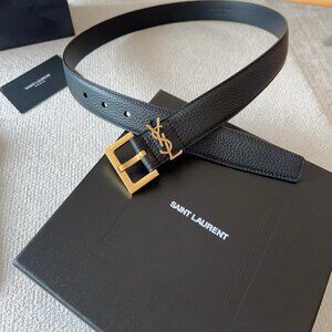 Yves Saint Laurent Black Leather Belt